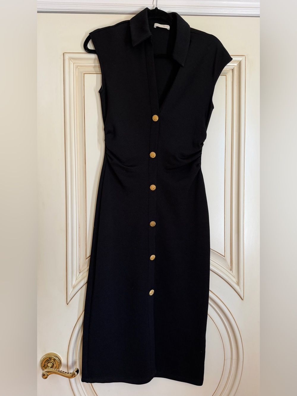 Zara Black Midi Dress with Gold Buttons